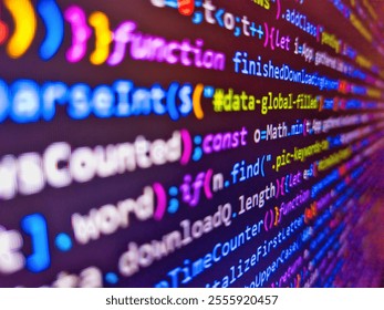 Technology display. Digital screen displaying cancer research trends with line graph showing fluctuations, medical data and charts in the background. Web dewelopment. 3d rendering. Binary code.