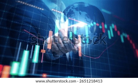 Technology and Finance Concept with Digital Graph and Globe Imagery