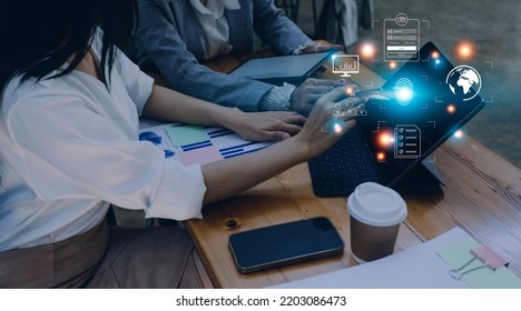 Technology fingerprint scan provides security. digital transformation change management,new technology big data and business process strategy, automate operation, customer service management.
