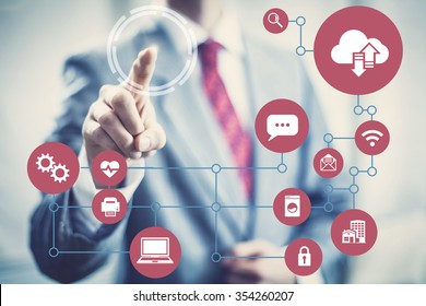 Technology future network architecture concept image of devices. - Shutterstock ID 354260207