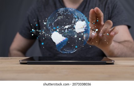 technology global digital earth futuristic background 