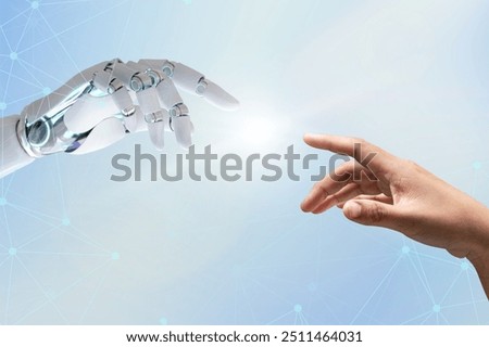 Technology human touch background, modern remake of The Creation of Adam