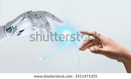Technology human touch background, modern remake of The Creation of Adam