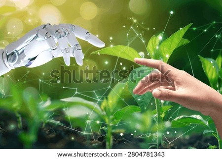 Technology human touch background, modern remake of The Creation of Adam