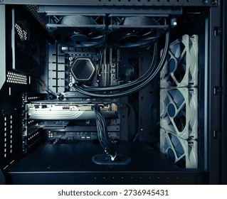 Technology image of the inside of a desktop computer