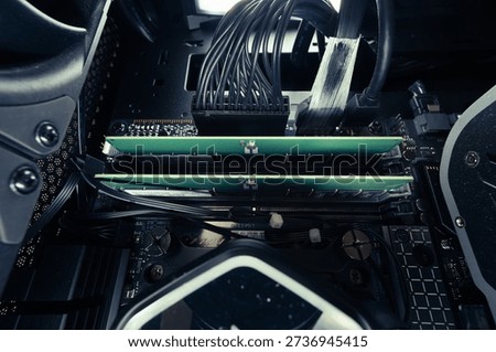 Technology image of the inside of a desktop computer