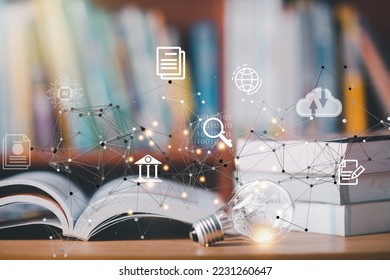 Technology Internet, multimedia, Storage Network connection Concept And a large database big data Through internet technology. E-learning, online study.