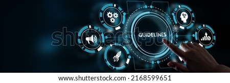 Technology, Internet and network concept. Young businessman shows the word: Guidelines
