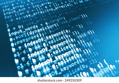 Technology modern screen. Abstract data bits stream background. Digital cyber pattern. Selective DOF focus. Blue background color.  - Powered by Shutterstock - Get 15% off with code: PIKWIZARD15