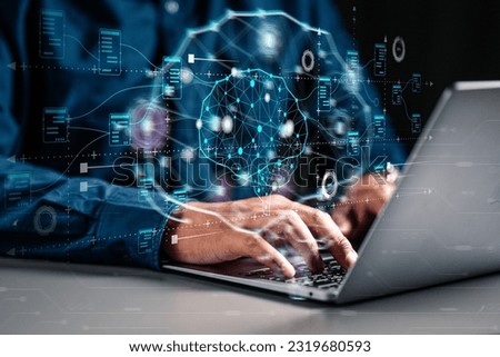 technology, neural, business, processor, network, link, system, intelligence, innovation, artificial intelligence. typing keyboard to training artificial intelligence. neural tech and link network.