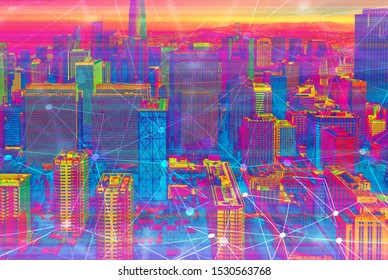 Technology neural network connectivity gradient San Francisco background