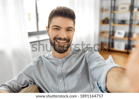 Similar – Image, Stock Photo Portrait of smiling young woman with freckles and dimples