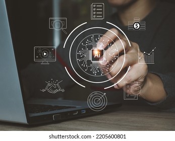 Technology Strategies To Enhance Business Potential With Technology. AI Transformation Of Thinking And The Adoption Of Technology In Business Computers That Process The Work Of Modern Businesses.