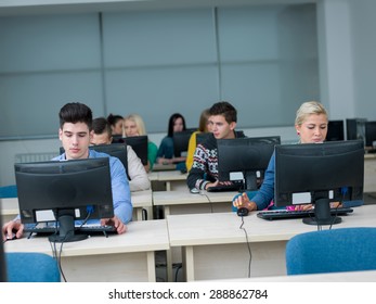 Technology Students Group In Computer Lab Classroom