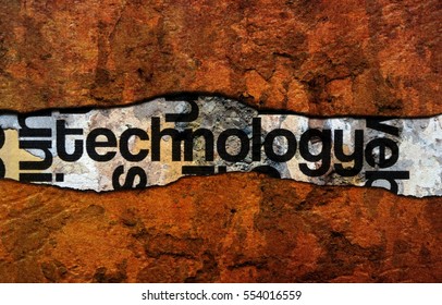 Technology text on wall