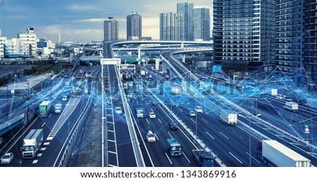 Technology of transportation concept. Traffic control systems. Internet of Things. Mobility as a service.