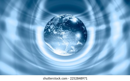 Technology waves revolve around the Planet earth "Elements of this image furnished by NASA " - Shutterstock ID 2252848971