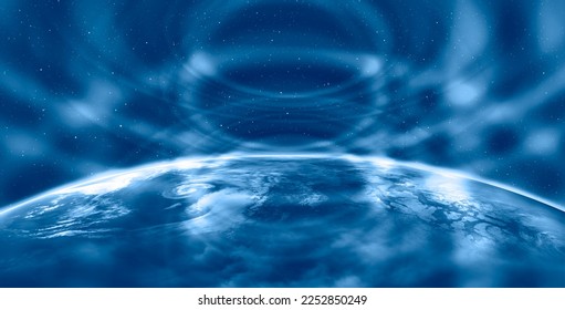 Technology waves revolve around the Planet earth "Elements of this image furnished by NASA " - Shutterstock ID 2252850249