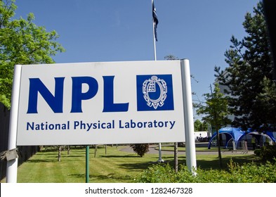 TEDDINGTON, UK - MAY 17, 2018:  Sign A The Entrance For The National Physical Laboratory In Teddington, South West London.  Scientists Here Work On A Variety Of Projects Including Using Atomic Clocks