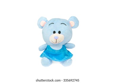 Teddy Bear Blue Little Cute Isolated On White Background