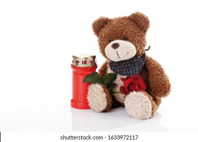 Teddy Bear And A Grave Candle