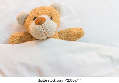 Teddy Bear On The Bed.