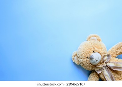 teddy bear on the blue background