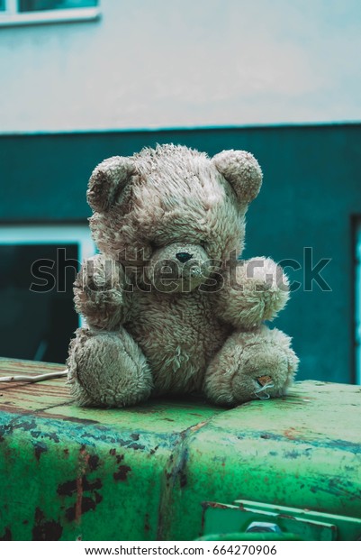 teddy bear on an old\
car