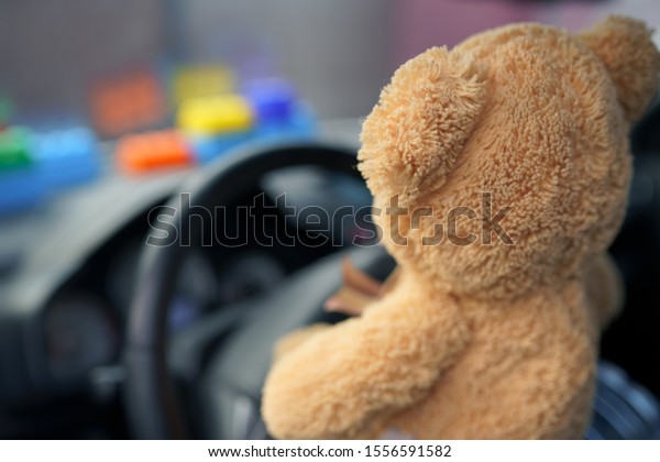 The Teddy bear is a\
student drives a car