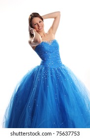 Teen In Blue Dress, Prom Or Bridesmaid