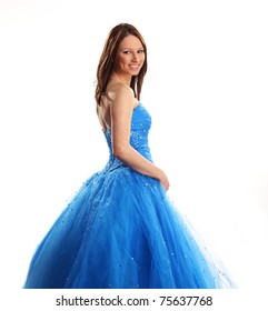 Teen In Blue Dress, Prom Or Bridesmaid