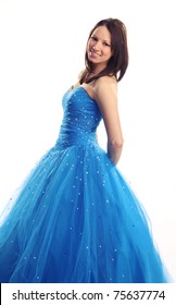 Teen In Blue Dress, Prom Or Bridesmaid