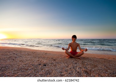 Teen Boy Beach Meditating On Sunset Stock Photo 62184742 | Shutterstock