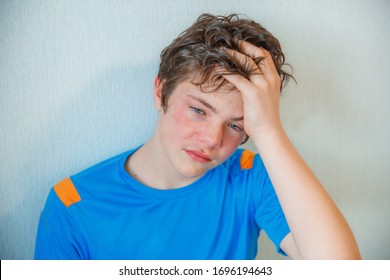 Teen Boy Crying At Home, Crying