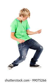 Teen Boy Playing Air Guitar