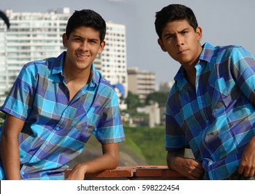 Teen Boy Posing As Twin Brothers