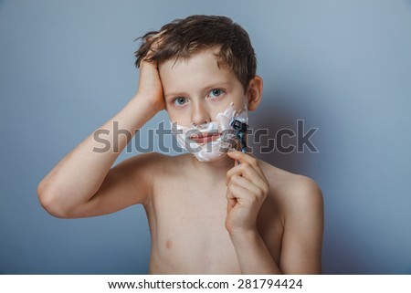 Teen Boy Shirtless European Appearance Brown Stock Photo 