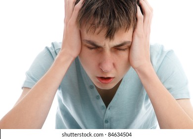 A Teen Boy Showing Signs Of A Headache, Migrain Or Stress.