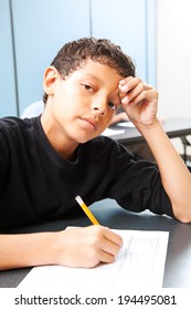 Teen Boy Worried About Taking A Standardized Test.  