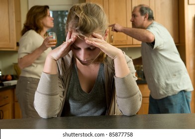 Teen Daughter Struggles While Parents Fight Behind Her