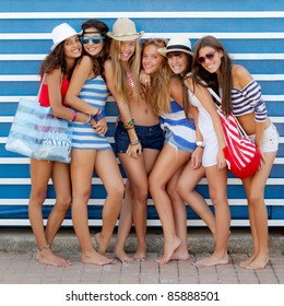 Teen Fashion Models In Summer Beach Clothing