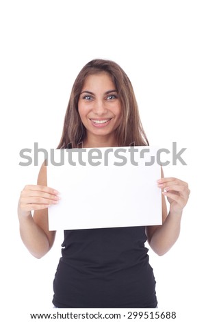 teen girl with the blank sheet of paper
