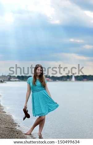 Similar – woman on the beach