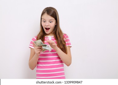 Teen Girl Holding Polish Cash Money Zloty (money From Poland)