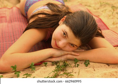 Sunbathing teen