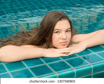teen brunette pool Teen brunette pool