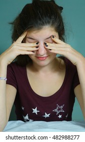 Teen Girl With Tired Eyes Close Up Portrait