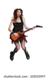 Teen Rock Star Girl With Guitar