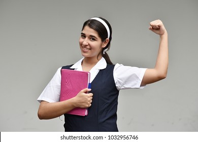 Teen School Girl Flexing Bicep Muscle