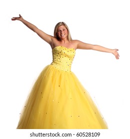 Teen Wearing Yellow Prom Dress